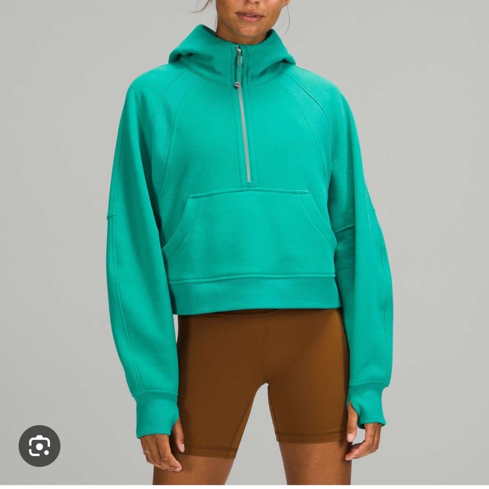 Lululemon cropped scuba Green Half-Zip hoodie. like Nee